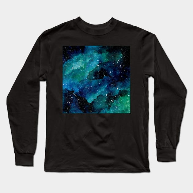 Emerald Galaxy Long Sleeve T-Shirt by KathrinLegg